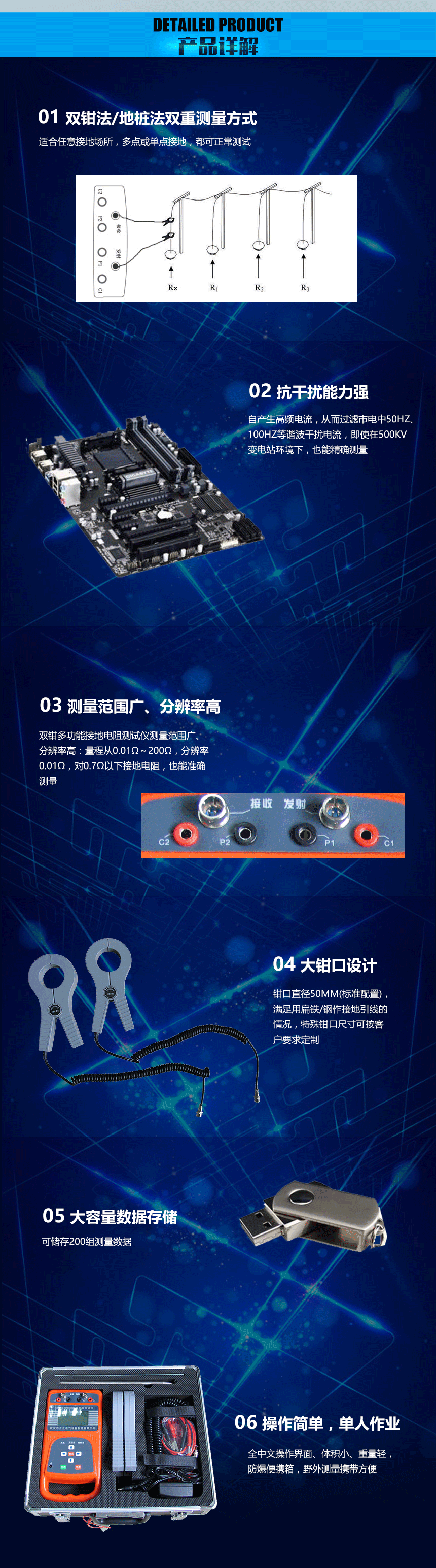 接地电阻测试仪，双钳多功能接地电阻测试仪